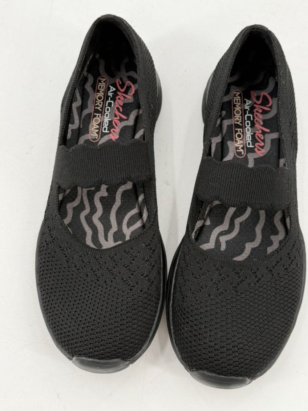 Sketchers Air Cooled Memory Foam Black Mary Janes Lighweight Casual Comfort 9M
